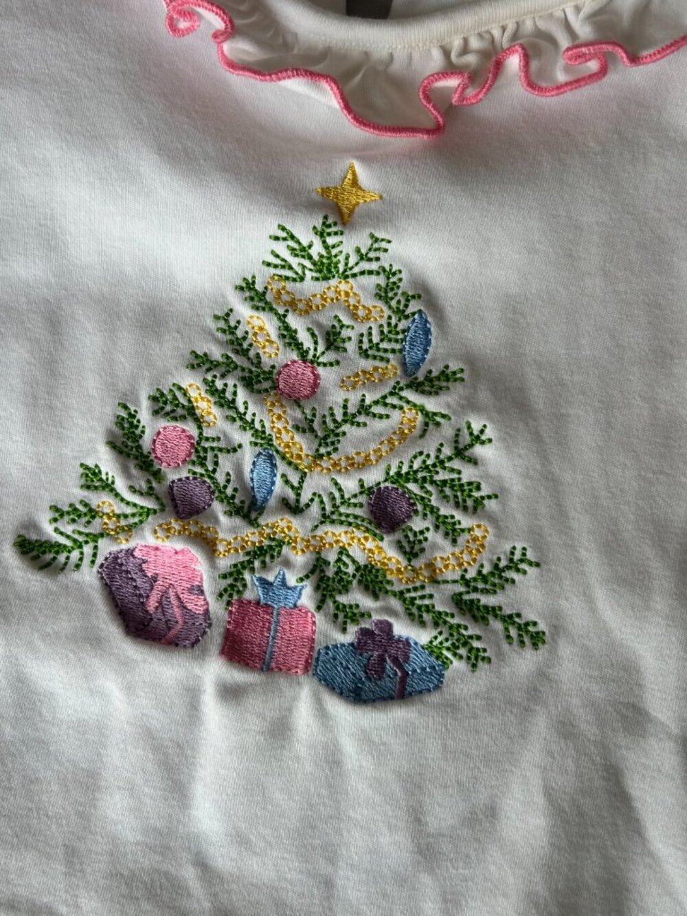Boutique Christmas Baby Girl White Ruffle Embroidered Shirt Size 12 months - Picture 3 of 11